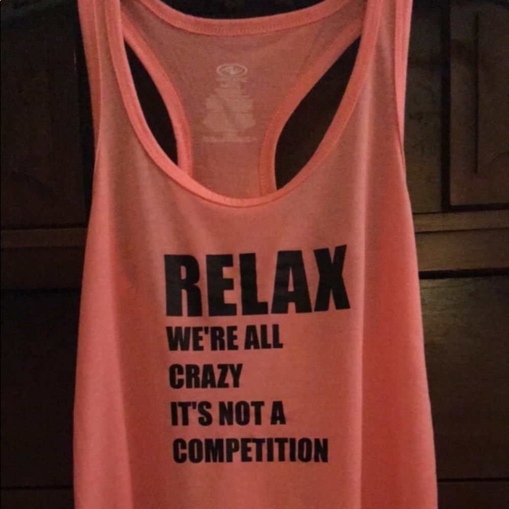 XS Funny Adult “Crazy” Coral Racerback Women’s Top